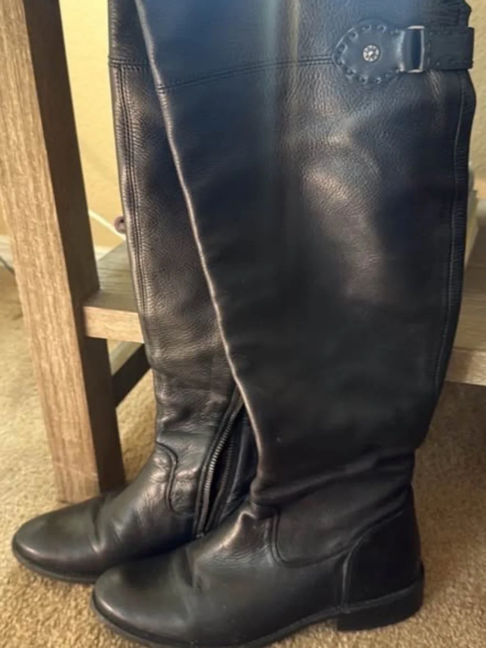 Frye Black Leather Over-the-Knee Boots